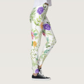 Shabby Chic Bloemen Roze Geel Rood Paars Bloemen Leggings (Rechts)