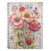 Shabby Chic Bloemen Roze Paarse Koraalbloemen S7L Notitieboek (Voorkant)