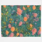 Shabby Chic Bloemen Rozen en bladeren Boho Fleece Deken (Voorkant (Horizontaal))