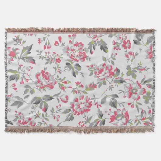 Shabby Chic Bloemen Rozen Patroon Deken (Voorkant)