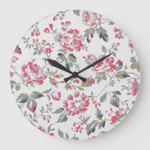 Shabby Chic Bloemen Rozen Patroon Grote Klok