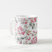Shabby Chic Bloemen Rozen Patroon Koffiemok (Voorkant links)