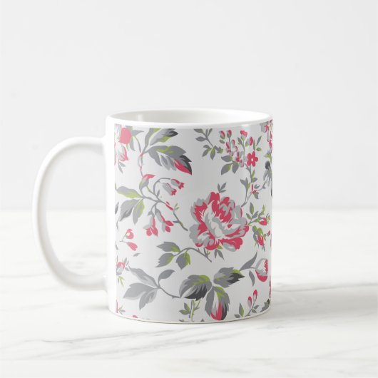 Shabby Chic Bloemen Rozen Patroon Koffiemok (Links)