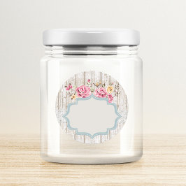 Shabby Chic Bloemen Rustiek Hout & Kant Write-On Ronde Sticker