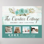 Shabby Chic Bloemen Rustieke Hout Marketing Promo Poster (Voorkant)