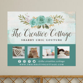 Shabby Chic Bloemen Rustieke Hout Marketing Promo Poster