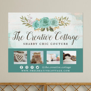 Shabby Chic Bloemen Rustieke Hout Marketing Promo Poster