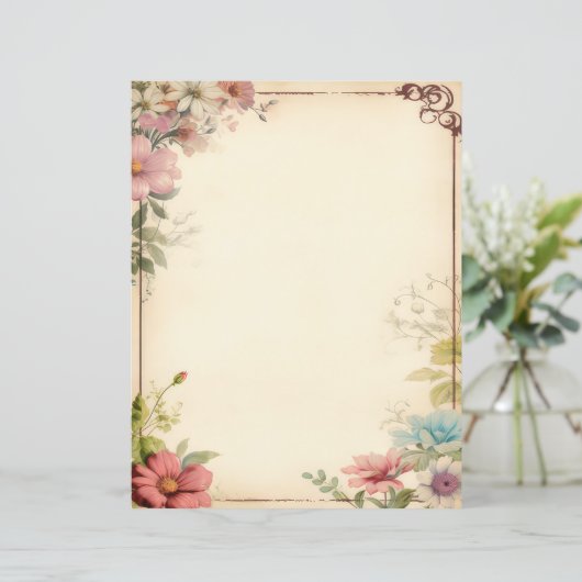 Shabby Chic Bloemen Scrapbook Papier (Staand voorkant)