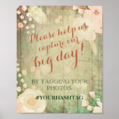 Shabby Chic Bloemen | Trouwfoto's Hashtag Poster (Voorkant)