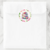Shabby Chic Bloemen Verjaardag Cupcake Ronde Sticker (Tas)
