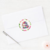 Shabby Chic Bloemen Verjaardag Cupcake Ronde Sticker (Envelop)