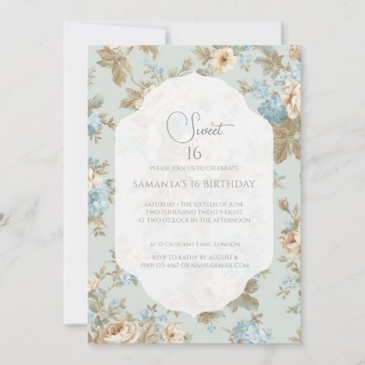 Shabby Chic bloemen Verjaardag Kaart (Voorkant)