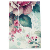 Shabby Chic Bloemen Verjaardag Medium Cadeauzakje (Achterkant)