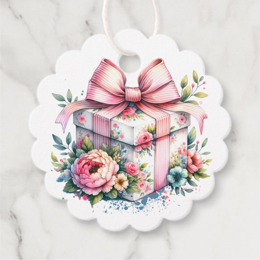 Shabby Chic Bloemen Verjaardagscadeau naar en van Bedankjes Labels (Voorkant)