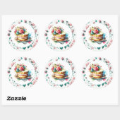 Shabby Chic Bloemen Verjaardagstaart Ronde Sticker (Vel)