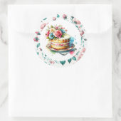 Shabby Chic Bloemen Verjaardagstaart Ronde Sticker (Tas)