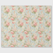 Shabby Chic  Bloemen Victoriaans Roze Rozen Cadeaupapier (Vlak)