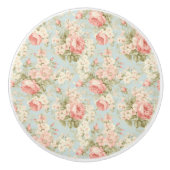 Shabby Chic  Bloemen Victoriaans Roze Rozen Keramische Knop (Voorkant)