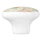 Shabby Chic  Bloemen Victoriaans Roze Rozen Keramische Knop (Zijkant)