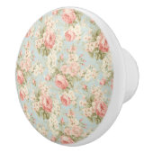 Shabby Chic  Bloemen Victoriaans Roze Rozen Keramische Knop (Rechts)