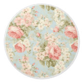 Shabby Chic  Bloemen Victoriaans Roze Rozen Keramische Knop (Voorkant)