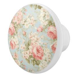 Shabby Chic  Bloemen Victoriaans Roze Rozen Keramische Knop