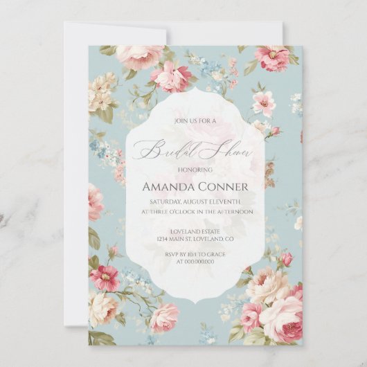 Shabby Chic bloemen Vrijgezellenfeest Kaart (Voorkant)