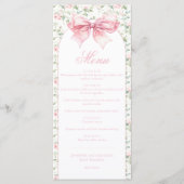Shabby Chic Bloemenboog met Bow Baby Meisje Douche Menu (Voorkant)