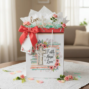 Shabby Chic bloemig Geloven Hoop Liefde Medium Cadeauzakje