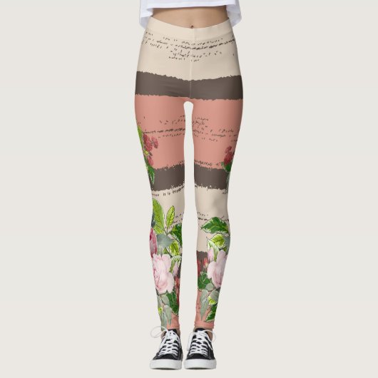 Shabby chic blooming flowers leggings (Voorkant)