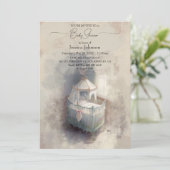 Shabby Chic Blue baby Baby shower Uitnodiging (Staand voorkant)