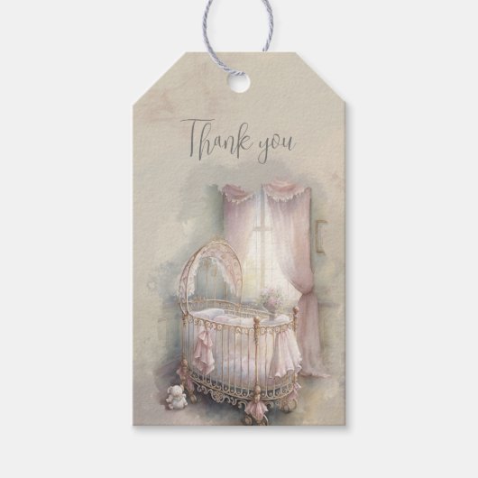 Shabby Chic Blue baby Gift Labels Cadeaulabel (Voorkant)