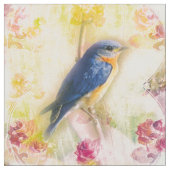 Shabby Chic Blue Bird Fabric Stof (Close Up)