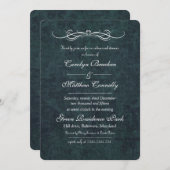 Shabby Chic Blue Damask  Rehearsal Dinner Kaart (Voorkant / Achterkant)