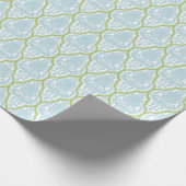 Shabby Chic Blue en Green Damask Cadeaupapier (Hoek)