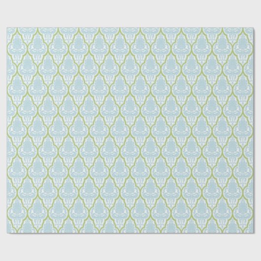 Shabby Chic Blue en Green Damask Cadeaupapier (Vlak)