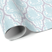 Shabby Chic Blue en Lila Damask Cadeaupapier (Rol Hoek)
