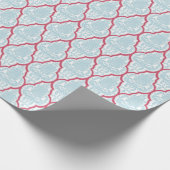 Shabby Chic Blue en Roos Damask Cadeaupapier (Hoek)