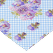 Shabby Chic Blue Gingham Pansy Bloemen Tafelkleed (Gekanteld)