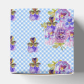 Shabby Chic Blue Gingham Pansy Floral Cake Favor Bedankdoosjes (Bovenkant)