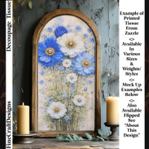 Shabby Chic Blue Ivory Mix Flowers FD7L Decoupage