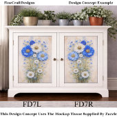 Shabby Chic Blue Ivory Mix Flowers FD7L Decoupage Tissuepapier