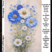 Shabby Chic Blue Ivory Mix Flowers FD7L Decoupage Tissuepapier