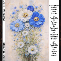 Shabby Chic Blue Ivory Mix Flowers FD7R Decoupage