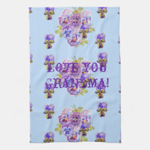 Shabby Chic Blue Love You Grandma Tea Towel Theedoek