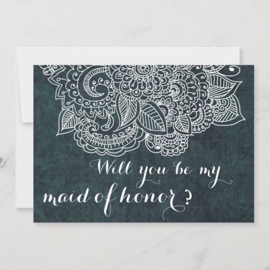 Shabby Chic Blue  Paisley Maid of Honor Kaart (Voorkant)