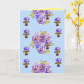 Shabby Chic Blue Pansy Floral Dot Birthday Card Kaart (Gele Bloem)