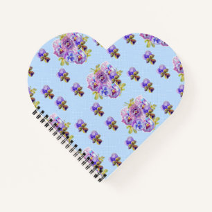 Shabby Chic Blue Pansy Floral Dot Dames notebook Notitieboek