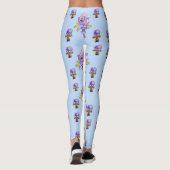Shabby Chic Blue Pansy Floral Dot Leggings (Achterkant)