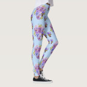 Shabby Chic Blue Pansy Floral Dot Leggings (Rechts)